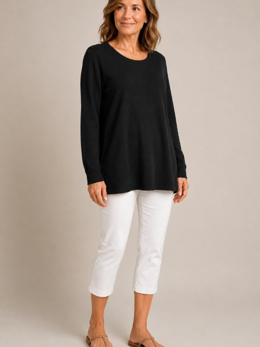 Fruit of the Loom Black Waffle Thermal Long Sleeve Shirt XL